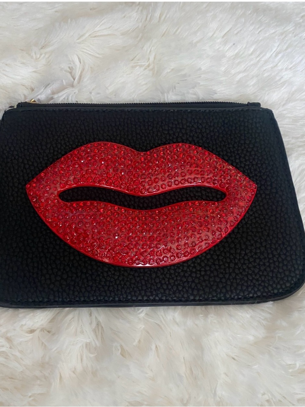 Women's Wristlet Clutch with Red Lip Accent